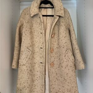 Elegant Vintage Cream Tweed Women's Coat